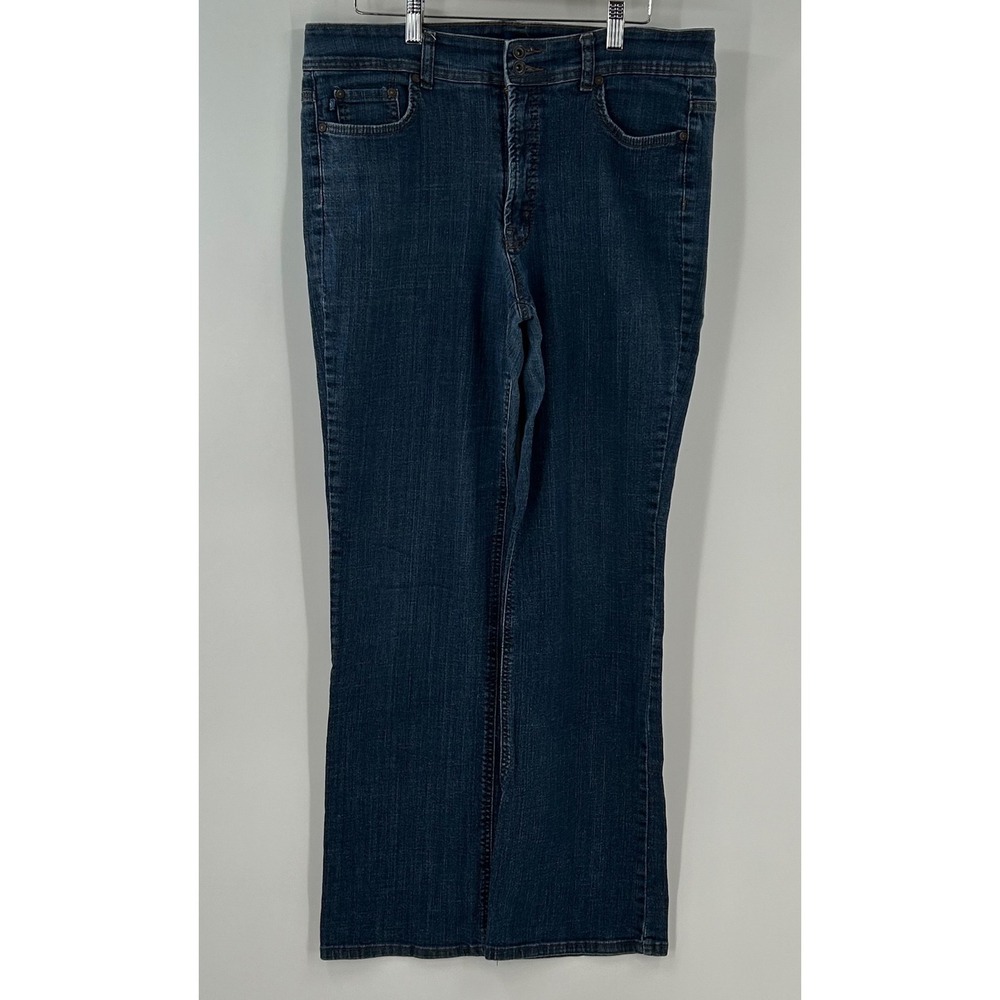 Bandolino Blu Mandie Straight Leg Jeans Dark Wash Blue Size 14 Double Button